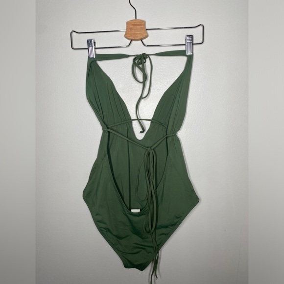 L*Space Pamela Jungle Green Tie Around Halter One Piece Swimsuit - Picture 6 of 7